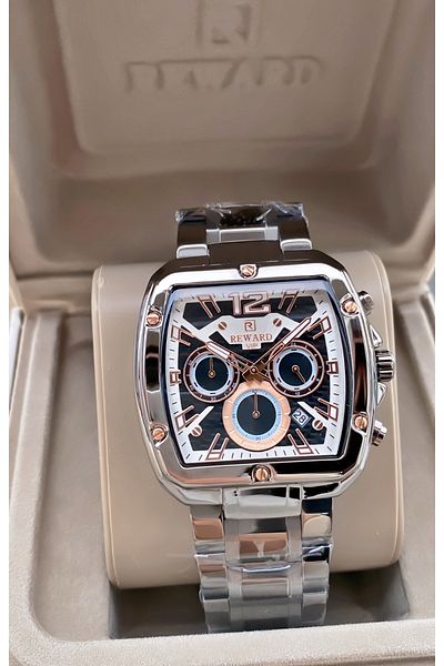 Reward Brand Silver Color Inner Functions Active Men's Wrist Watch - Bracelet Gift