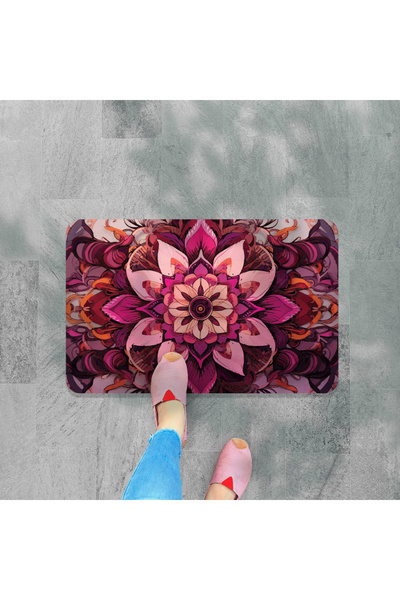 M&H Quality Digital Printed Floral Pattern Decorative Door Front and Indoor Mat Washable Non-Slip Base