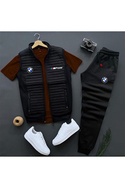 NewCabin BMW Mpower εμπριμέ καπιτονέ γιλέκο και φούτερ - T-Shirt 3 τεμάχια