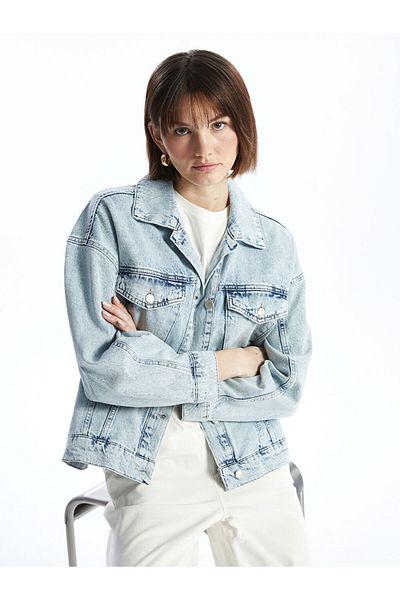 LC Waikiki Jachetă de jeans pentru femei Lcw Vision cu guler de cămașă