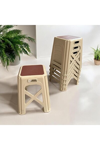 Perilla 6 Adet Fantazi Büyük Boy Plastik Mutfak, Banyo, Balkon ve Bahçe Taburesi