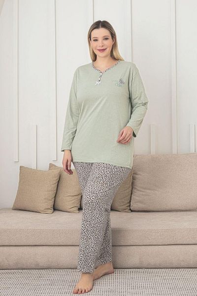 Farya Home X-Dreamy Plus Size Cotton Print Long Sleeve Pajamas Set