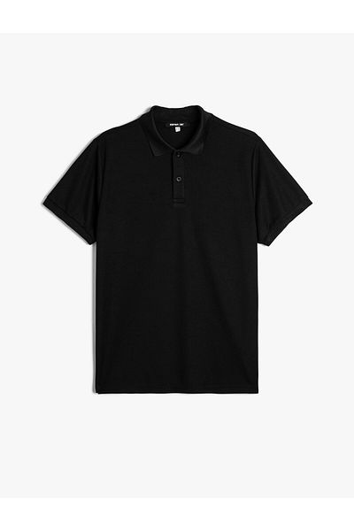 Koton Polo-Ausschnitt-Sport-T-Shirt, kurzärmlig, mit Knopfdetail