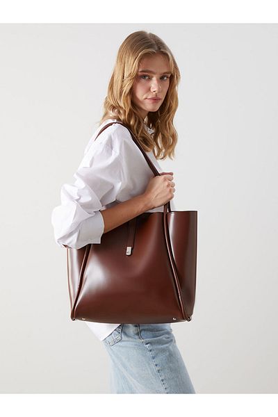 LC Waikiki Lcw Accessories Brown Leather Look Women's Shoulder Bag