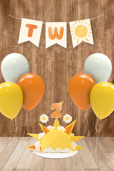 Hey Parti Sun Themed Minimal Party Set for 2 Years Old Birthday - Tiny
