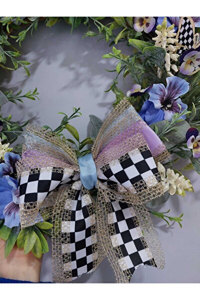 lolipophobi Menekşe Temalı Lüks Kapı Süsü 40 Cm, Çelenk, Dekor, Ev Dekor, Yapay Çiçek