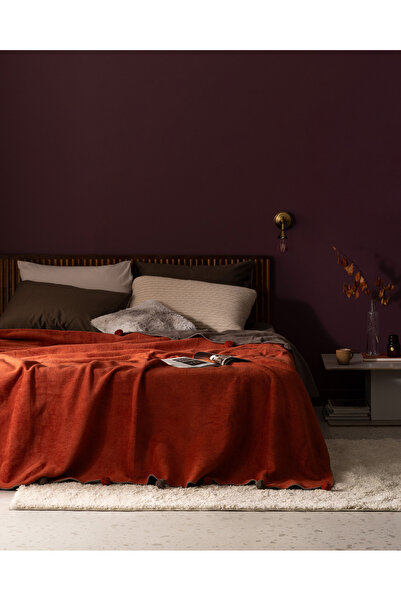 Madame Coco Foche Double Cotton Jacquard Blanket - Tile/Mink Color