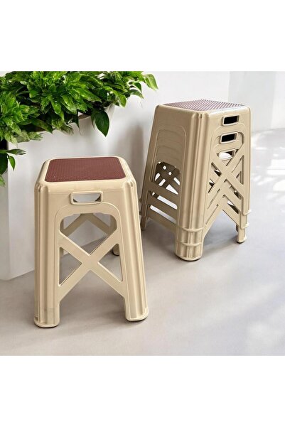 Perilla 4 Adet Fantazi Büyük Boy Plastik Mutfak, Banyo, Balkon ve Bahçe Taburesi