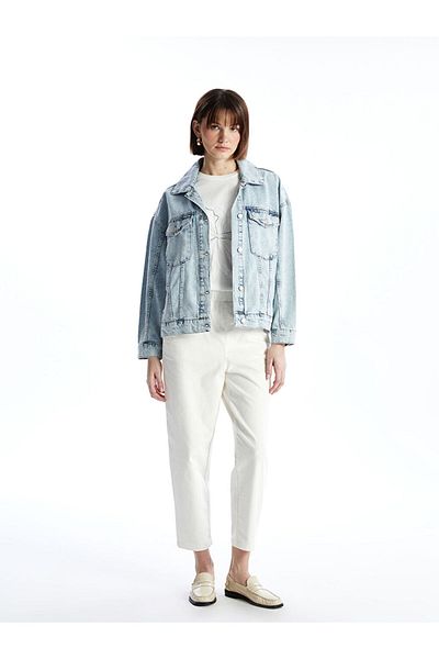 LC Waikiki Jachetă de jeans pentru femei Lcw Vision cu guler de cămașă