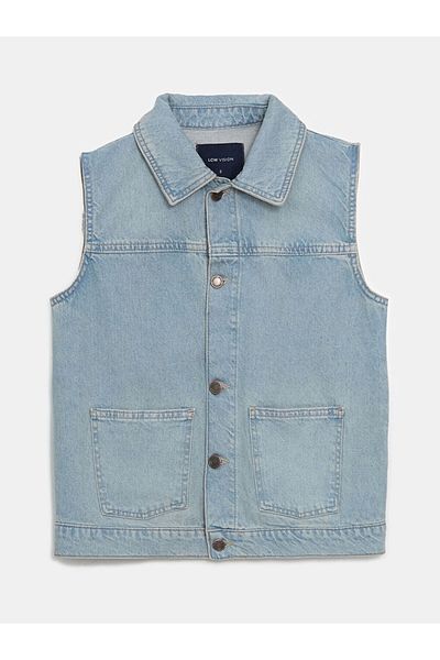 LC Waikiki New Season Shirt Collar Women's Jean Vest - S5Dv59Z8