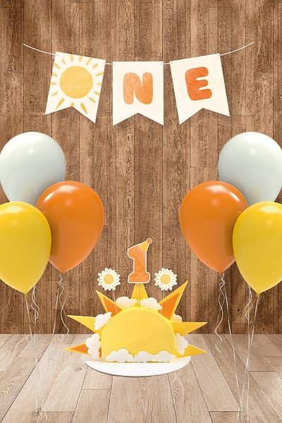 Hey Parti 1 Year Birthday Party Set - Sun Themed and Minimal Tiny