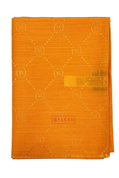 Vakko Pamuk İpek Şal - Monogram - Portakal