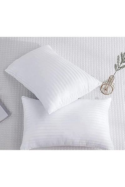 soufa dibaj 1 Pieces | Strip Hotel Pillow Microfiber 75x50 cm- White