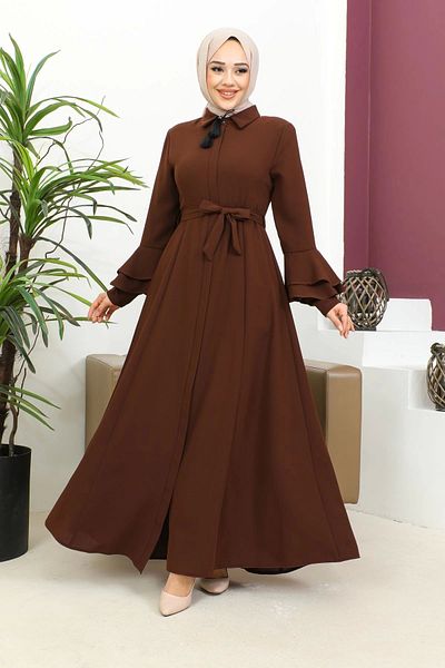 Nevayla Moda Кафява валонска абая с ръкави