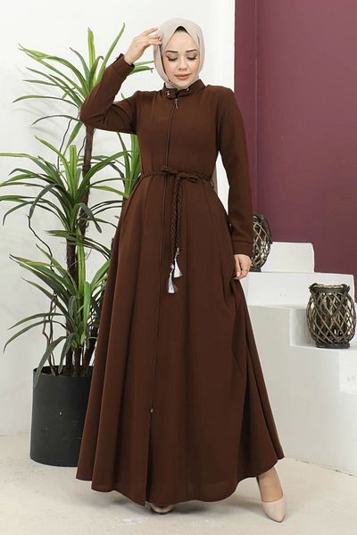Nevayla Moda Сезонна Мевлана Абая с усукан колан и тъкан плат - Бежово / F0131