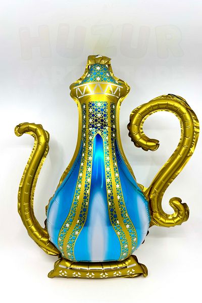 Huzur Party Store Shiny Turquoise Foil Sherbet Bowl - 43X50 Cm, Ramadan Welcome Islamic Jug Ornament