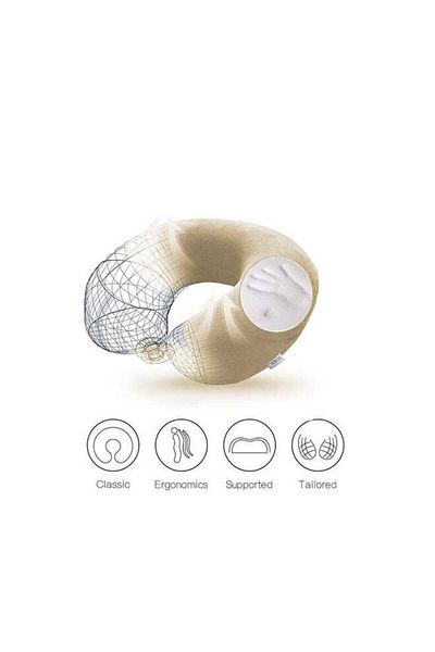 soufa dibaj Velvet Neck and Travel Pillow 30x25x10 cm - Ivory