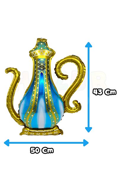 Huzur Party Store Shiny Turquoise Foil Sherbet Bowl - 43X50 Cm, Ramadan Welcome Islamic Jug Ornament