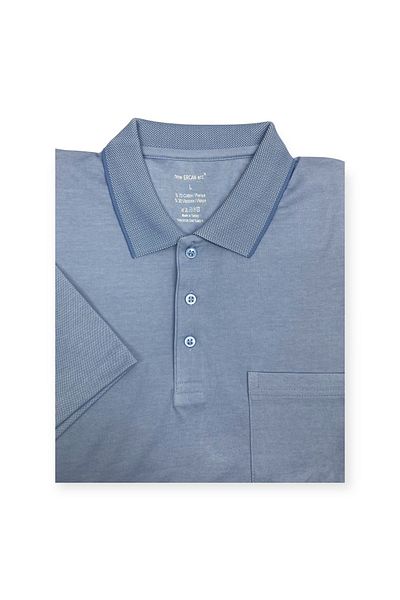 Sadık Collection Μπλουζάκι Ercan Plus Size Polo με κοντό μανίκι τσέπη γαλάζιο χρώμα 0170