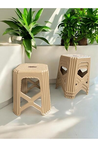 Perilla 4 Adet Karatay Orta Boy Plastik Mutfak, Banyo, Balkon ve Bahçe Taburesi