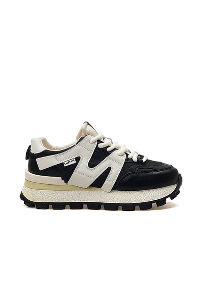 Lufian Pantofi Emily din piele - Pantofi sport negri casual, 25 ani 121230019   Z