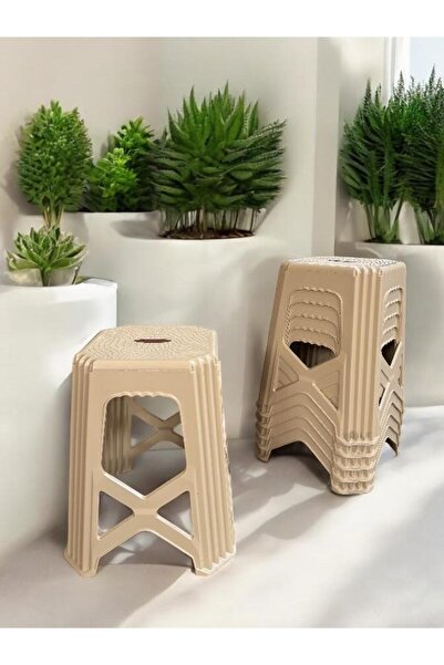 Perilla 6 Adet Selçuklu Büyük Boy Plastik Mutfak, Banyo, Balkon ve Bahçe Taburesi