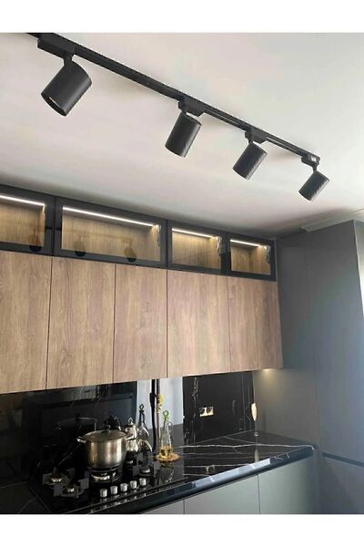 essey Siyah Kasa Ve Günışığı 4 Adet 360 Derece Dönen Led Ray Spot Lamba 1 Met...