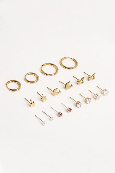 MakeWell Colorfast and Non-Tarnish Steel Earrings - Set with Dolphin, Butterfly Guitar and Zircon Stone