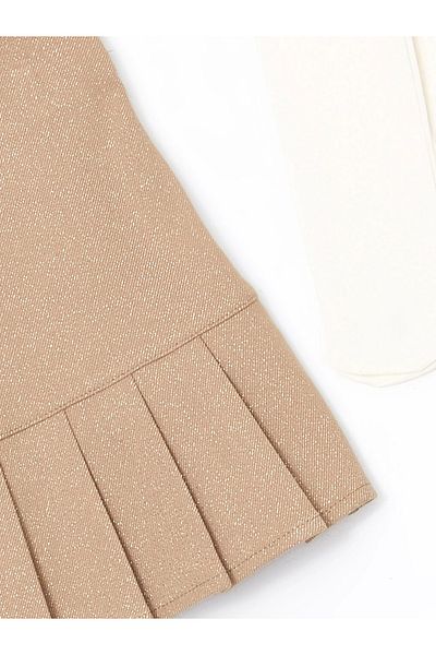 LC Waikiki Lcw Kids Beige Elastic Waist Baby Girl Skirt and Pantyhose Set of 2