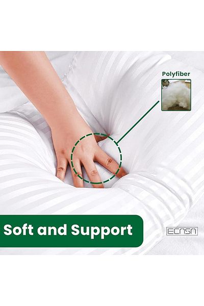soufa dibaj 1 Pieces | Strip Hotel Pillow Microfiber 75x50 cm- White