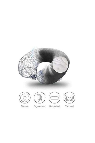 soufa dibaj Velvet Neck and Travel Pillow 30x25x10 cm - Gray