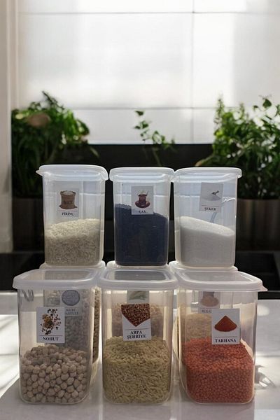 welcomein 1.2 Lt Clear Food Grocery Storage Set - Storage Container and Dowry with 9 Labels
