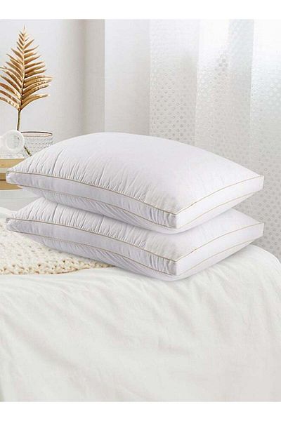 soufa dibaj 1 Pieces|Hotel Pillow Microfiber with Double Golden Prime for Your Home Bed - White - 75x50 cm