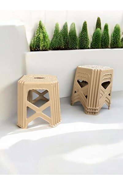 Perilla 4 Adet Meram Küçük Boy Plastik Mutfak, Banyo, Balkon ve Bahçe Taburesi