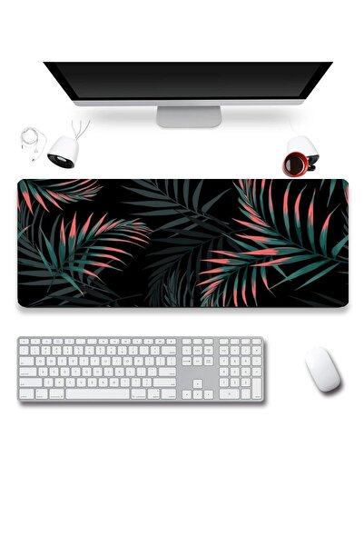 SonicTouch Bohemian Palm Leaves Black Gamer Gamer Tastatură Mouse Pad fără su...