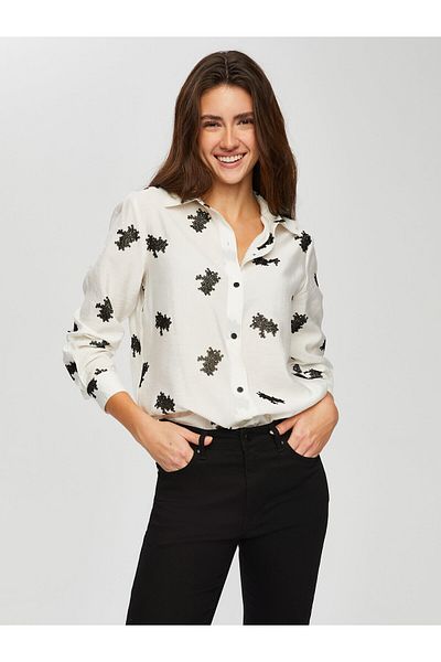 Faik Sönmez Allover Floral Flock Printed Tunic 014
