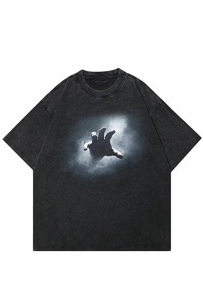 Gofeel Unisex Oversize πλενόμενο μυστηριώδες μοτίβο με κοντομάνικο μπλουζάκι