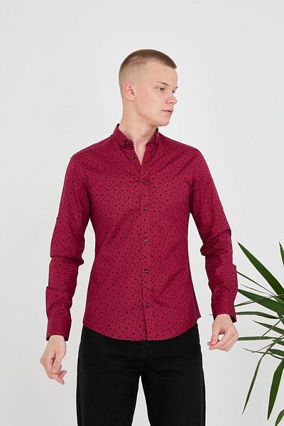 jack carisma Мъжка риза Slim Fit с гъвкав поплинов принт