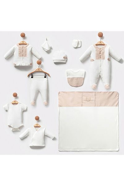 Cassiope Baby Boy 100% Cotton Natural 10-Piece Hospital Discharge Set / Newborn Set