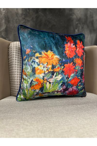Fabricland Teaca KIRLENT din PASTEL DE Mătase importată cu model floral (model cu două fețe)