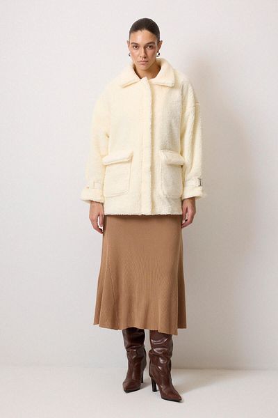 Touché Privé Plush Coat with Buckle Detail
