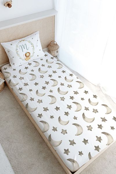 Tuğba Kuğu Single Fitted Sheet Set - Little Lion Series - Letter m