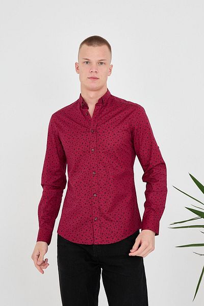 jack carisma Мъжка риза Slim Fit с гъвкав поплинов принт