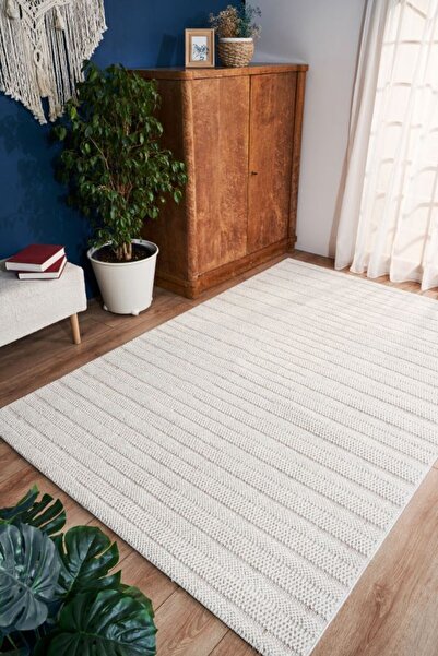 APEX HALI Gala İskandinav Salon Halısı Mutfak Halısı Yolluk Bukle Dokuma Halı Tozumaz Halı 2211 Ekru