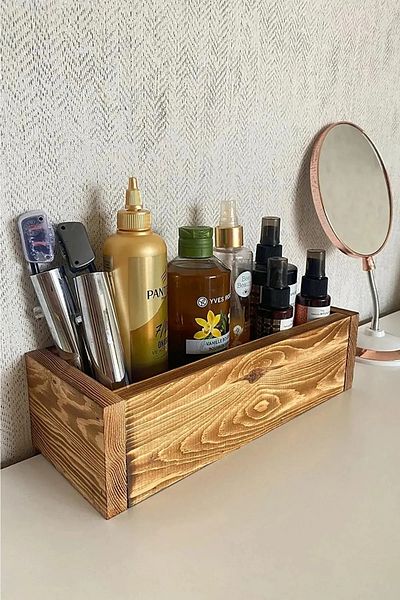 MSAĞWOODS Luxury Wooden Chest Multi-Purpose Organizer Kitchen Bathroom Organizer Presentation Stand