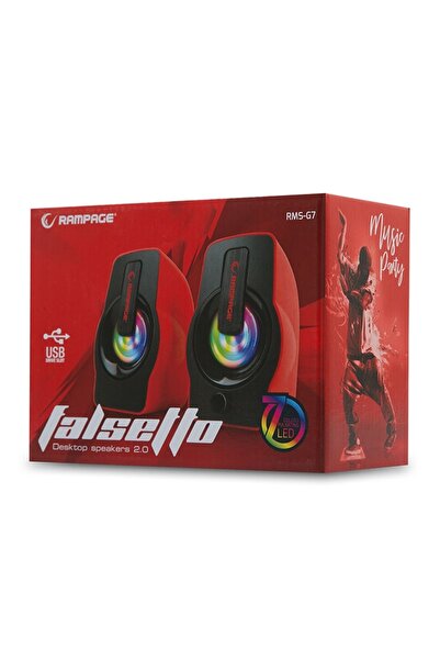 Rampage RMS-G7 FALSETTO 2.0 6 Watt 50Hz-20KHz Kırmızı Multimedia 5V USB Speaker