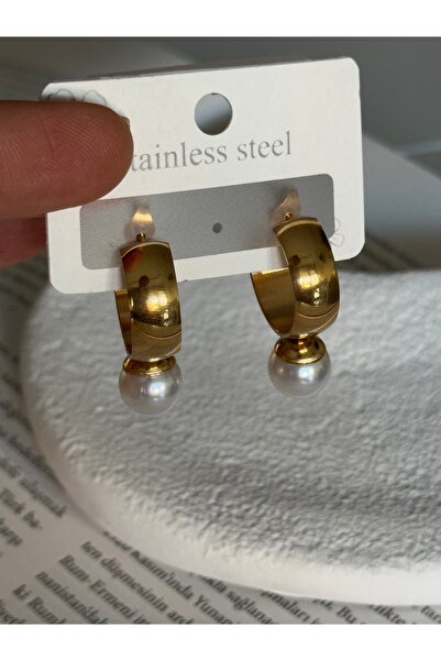 Rossetto Atelier Paslanmaz Çelik İncili Halka Küpe