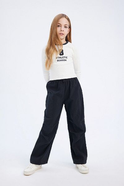DeFacto Girls' Elastic Waist Straight Leg Parachute Pants D7605A825Sm