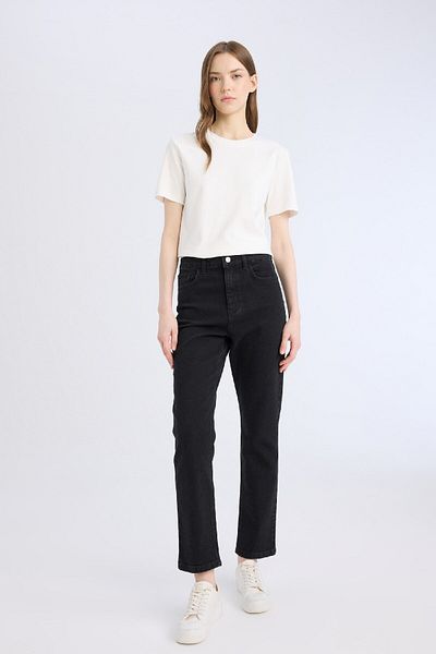 DeFacto Mary Vintage Straight Fit High Waist Straight Leg Lange Jeanshose D8180AX25SP