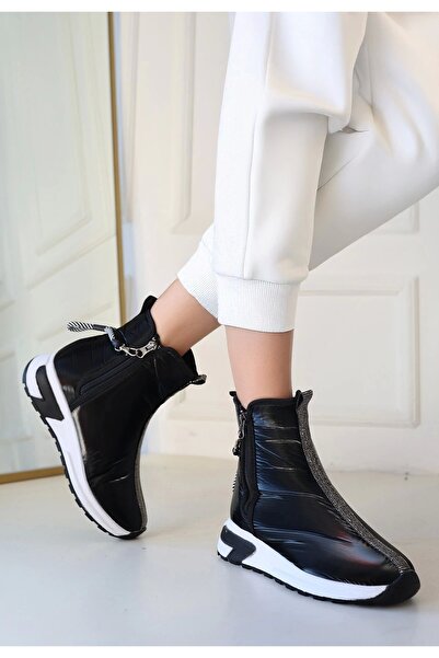 Genel Markalar Riyne Siyah Paraşüt Fermuarlı Bot